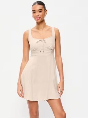 Old Navy Nude Fit & Flare Linen Mini Dress NWT size M